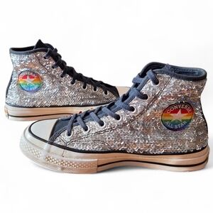 Converse Chuck 70 Pride Diversity Equality Rainbow Sequin High Top Sneakers Sz 8